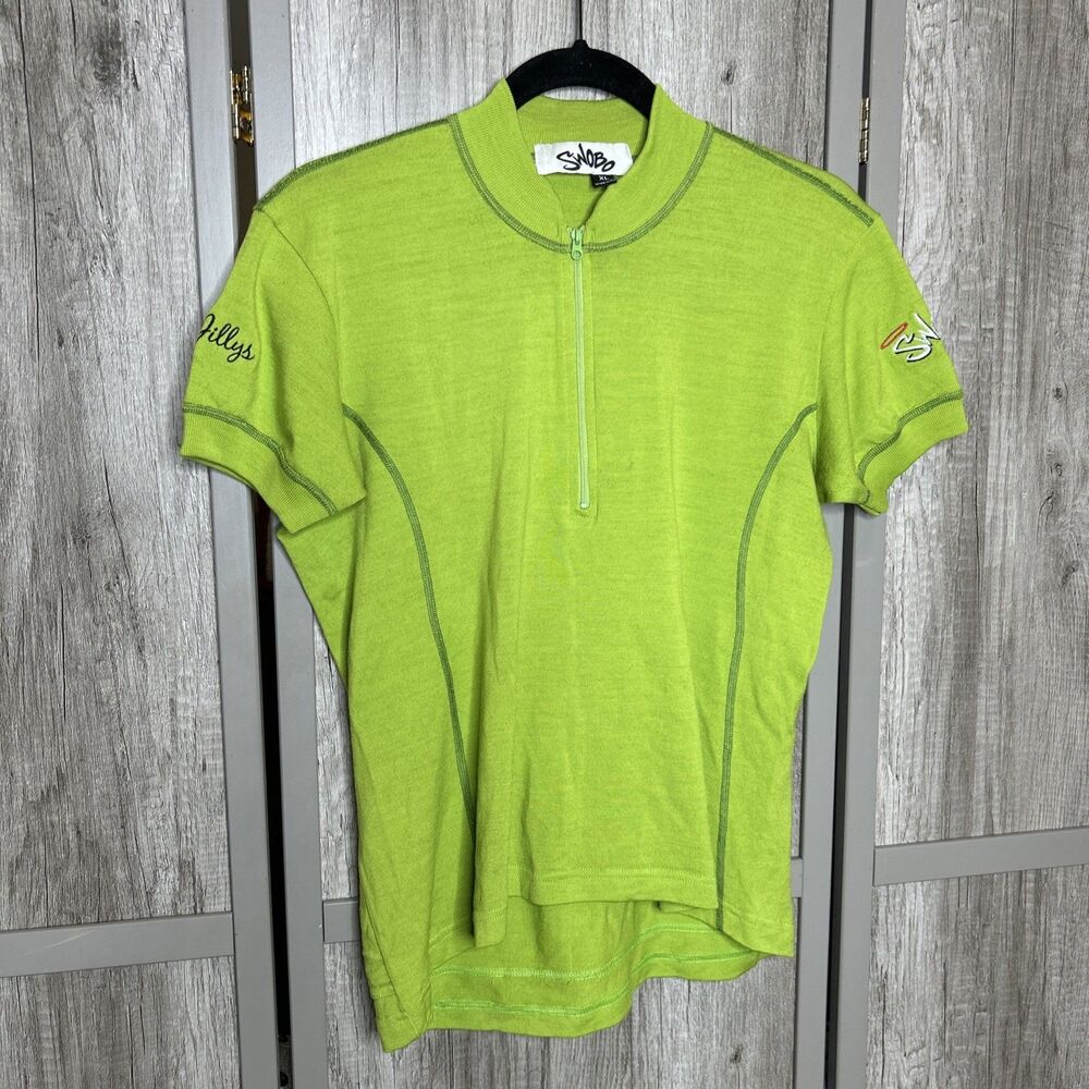 Swobo Jersey Size XL Merino Wool 1/4 Zip Short Sleeve Pockets Green Color